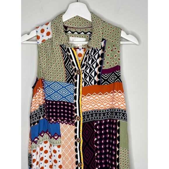 Anthropologie Everyway Shirt Multicolored Midi Dress Mixed Print Women's Size 4 - Picture 3 of 13